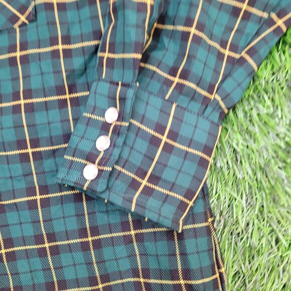 Vintage Stir-Ups Plaid Pearl-Snap Button Shirt L 16.5 23x29 - Picture 9 of 10